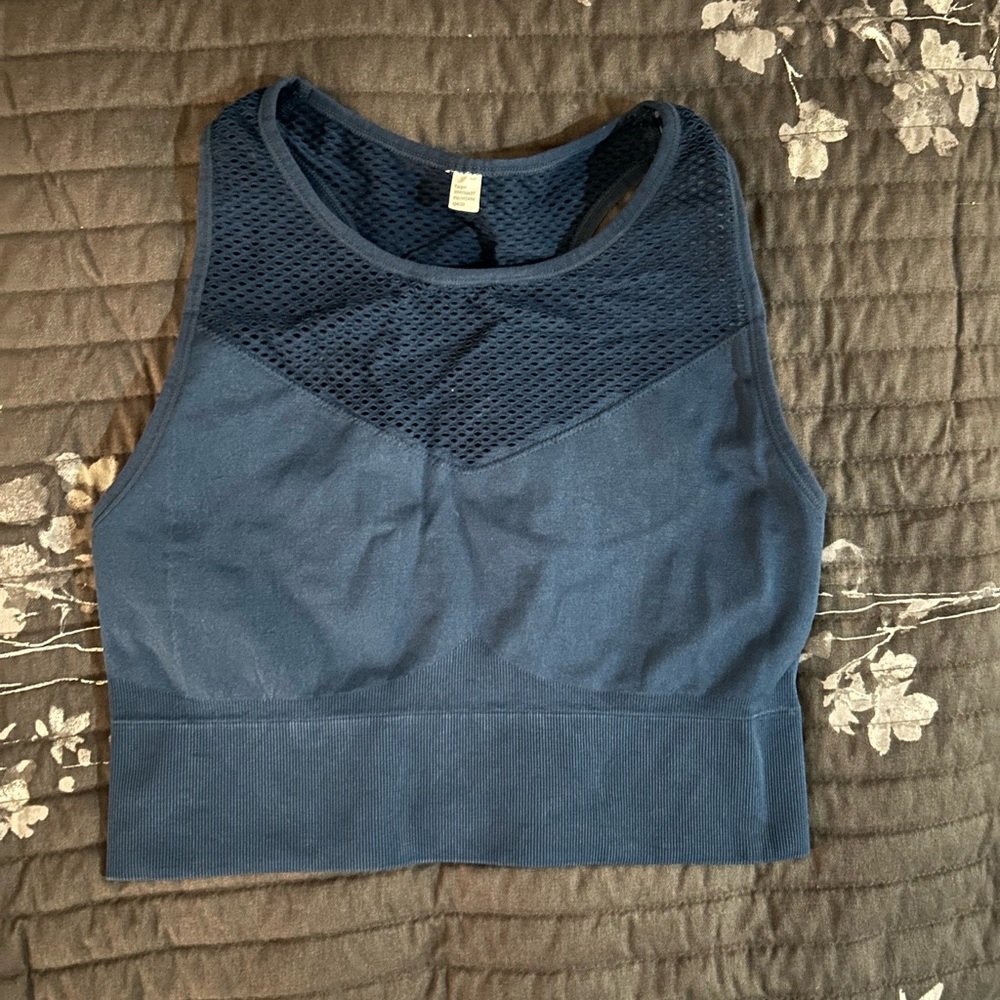 Women's Navy Blue Mesh Sports Bra